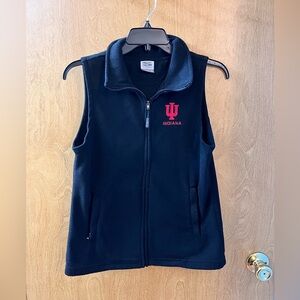 Women’s Men’s Indiana State University Black Fleece Vest SZ Small 2 Zip Pock EUC